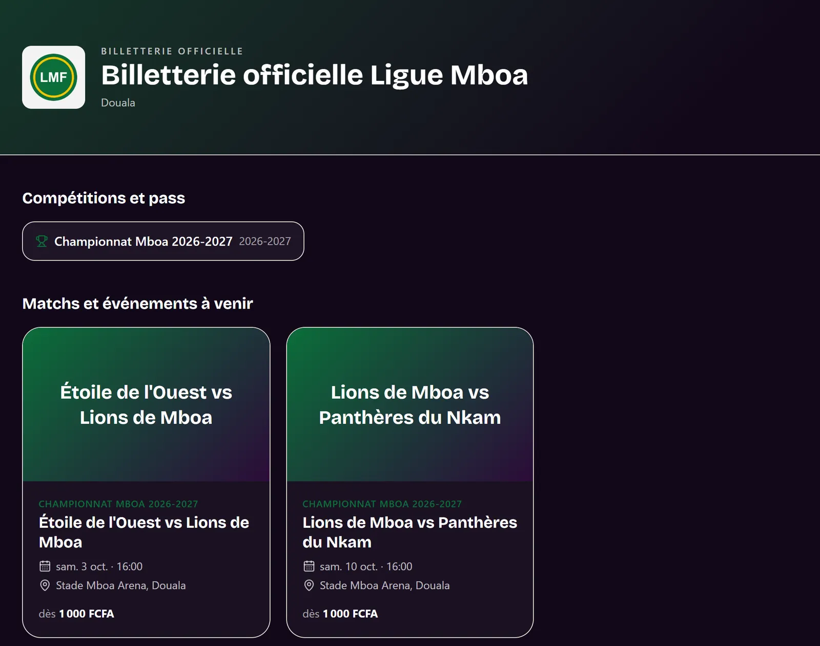Votre billetterie officielle, à vos couleurs